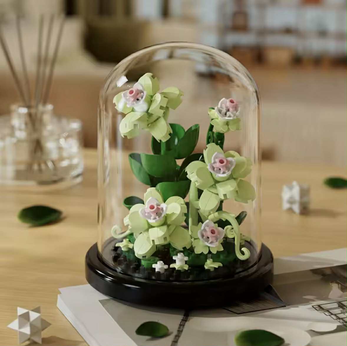 Klocki Kwiaty - Białe Lilie pod Kloszem